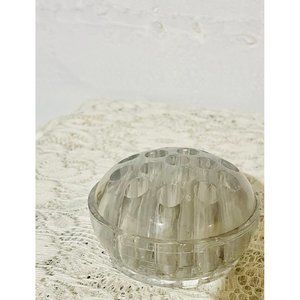 Rare Vintage Large Flower Frog | 16 Hole Clear Glass | Makeup Pen Pencil Holder